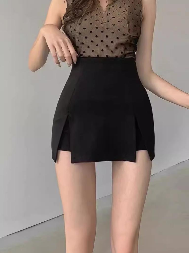 Half-length culottes female royal sister wind high waist hip-wrapped split A-shaped skirt summer hot girls sexy casual hot pants