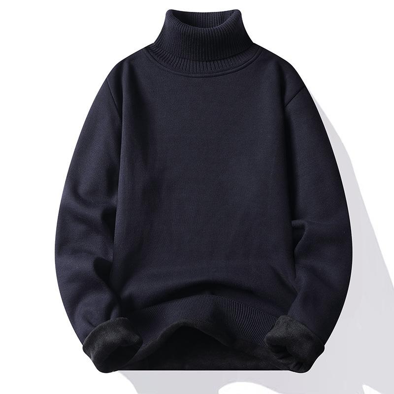 Men's Pullover Soft Sweater Winter Velvet Shirts Clothing Knitted Fleece Warm Cold Blouse Slim Fit Bottom Shirts