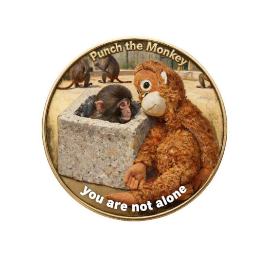

Monkey Commemorative Coin Baby Monkey Hugging Plush Toy Challenge Coin Double-Sided Collectible Animal Token Inspirational Gift for Family 1pc C