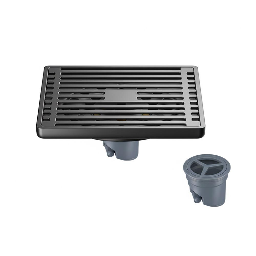 Stainless Steel Shower Floor Drain Thickened Grey Fast Drainage Floor Drain Backflow Preventer Square Drain Filter Plug