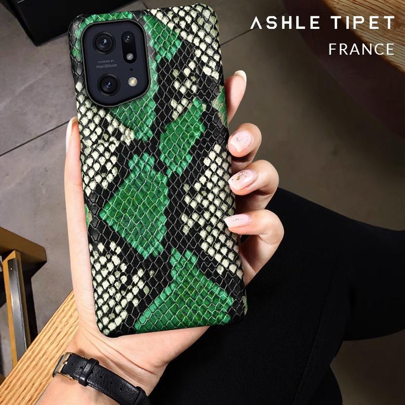 OPPO A2 Genuine Leather Protective Case with Python Skin Pattern