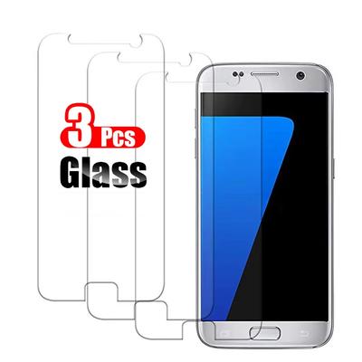 3pcs 9H Glass Screen Protector For Samsung Galaxy S6 S7 Tempered Glass, HD Ultra-thin Bubble-Free, Scratch Resistant, Easy Install
