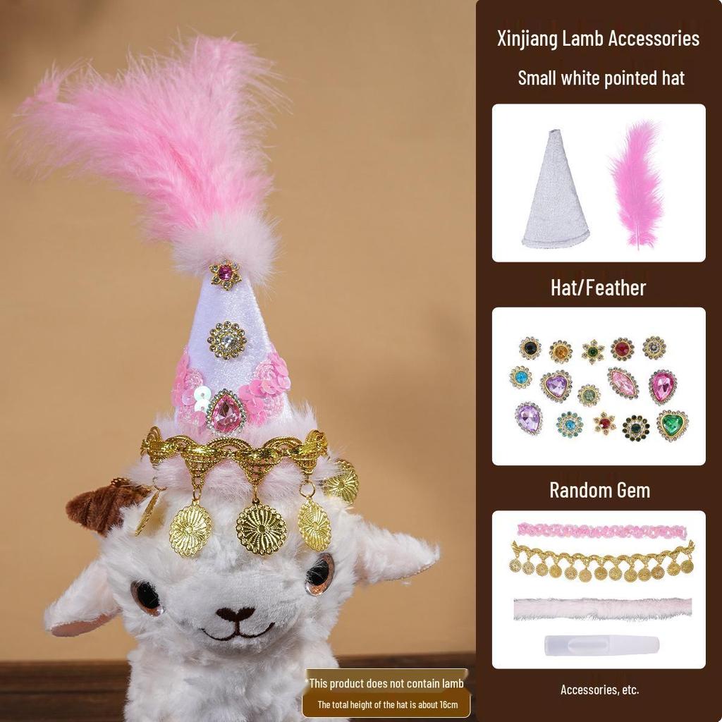 Xinjiang Lamb Hat: Rhinestone-Inlaid Triangle Cartoon Ethnic-Style Accessory for Tourism Wear