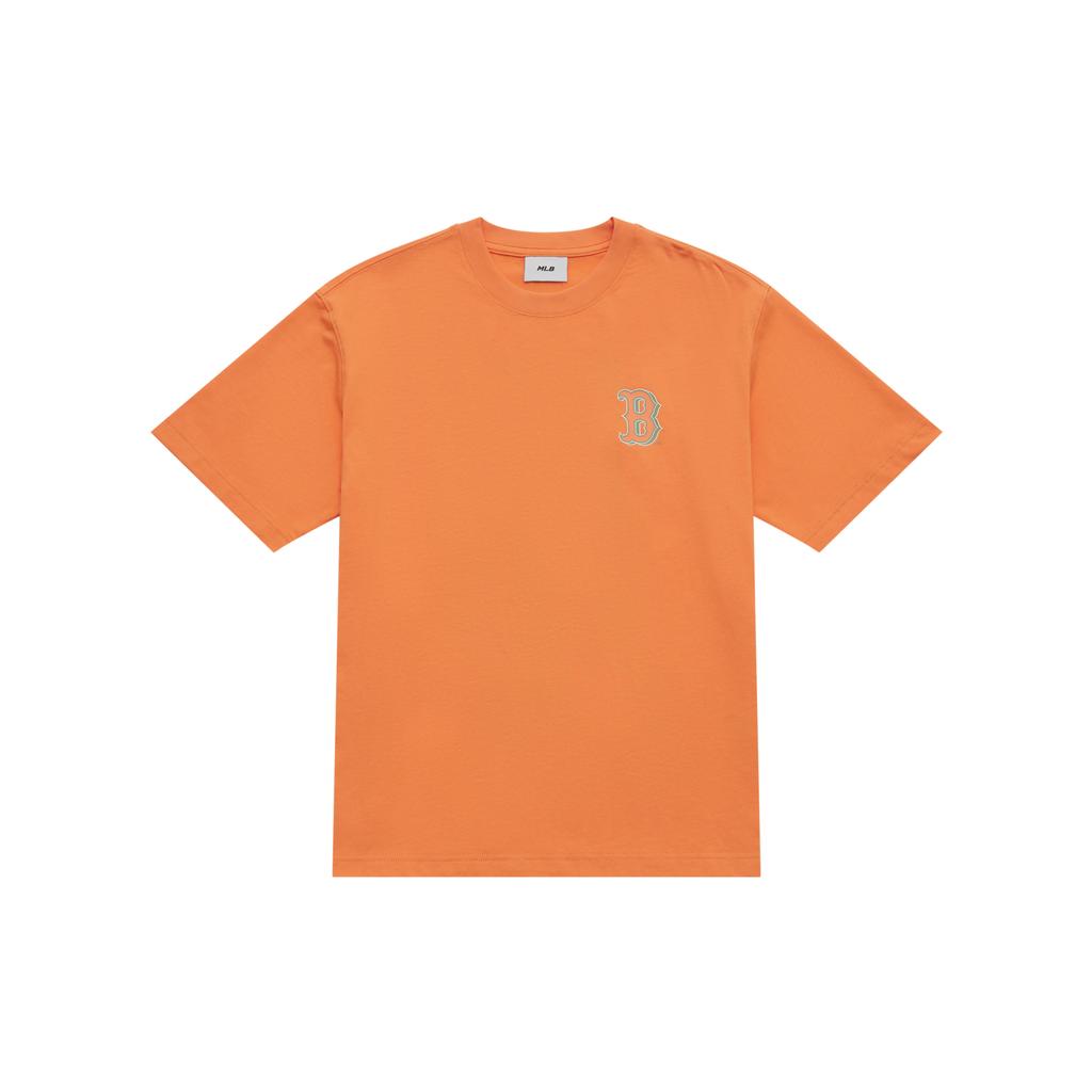 New MLB MONOGRAM Collection Basic Boston Red Sox T Shirt Unisex Light Orange 3ATSM2153-43ORL