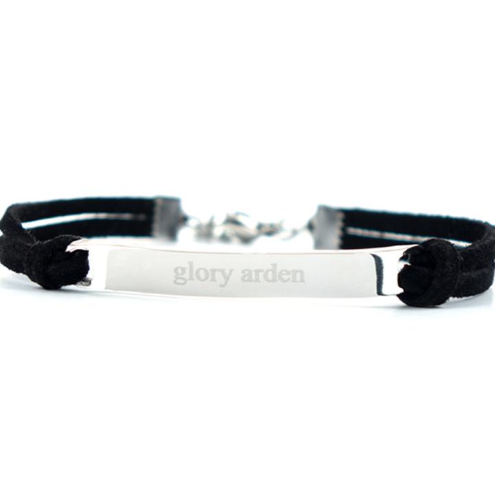 Glory_Arden [Unisex] Leather (Suede) Unisex Engraved Bar-6*45 Bracelet 2 / Ghmb-132