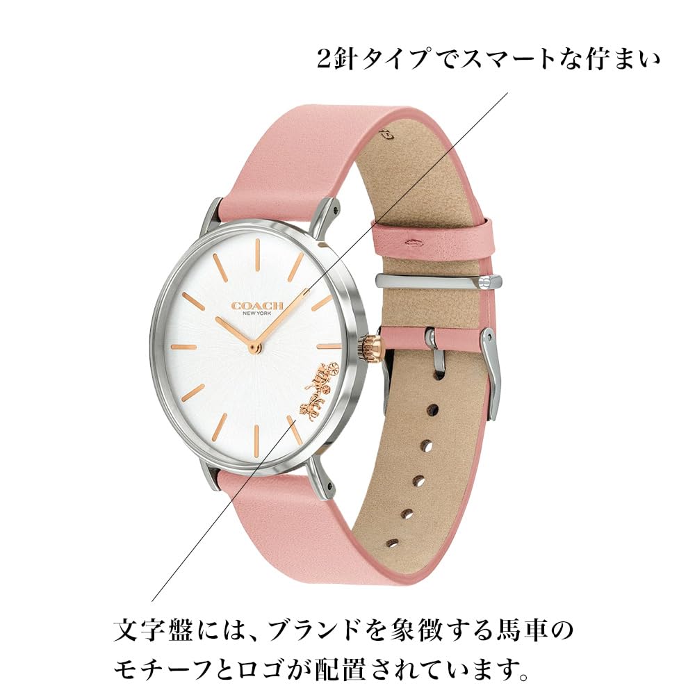 Coach Perry White Rosa Leder 14503258 Damenuhr, Zifferblatt, Armband, (Offizieller Import)