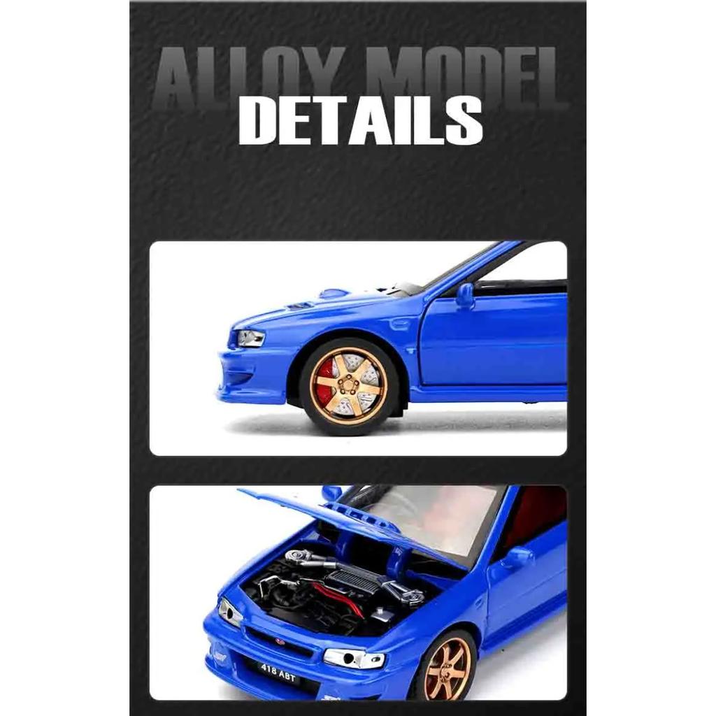 1/32 Subaru Impreza WRX STI Alloy Sports Car Model Diecasts Metal Racing Car Vehicles Model Sound Light Simulation Kids Toy Gift