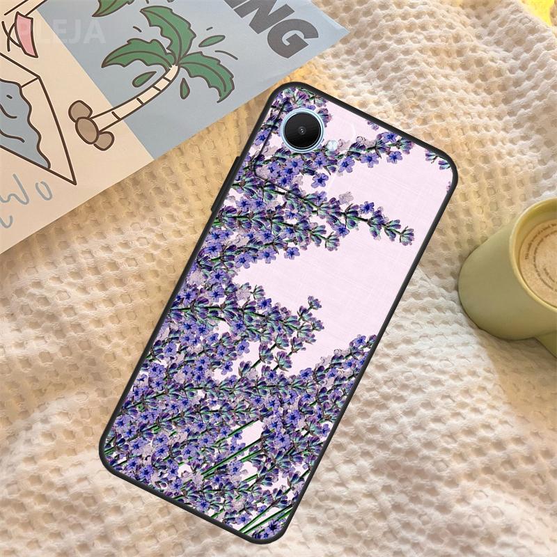 Lavender Purple Flowers Case For Realme C67 C63 C55 C51 C75 C61 C53 C35 C65 C71 11 12 13 14 15 Pro Plus GT6 GT7 Pro