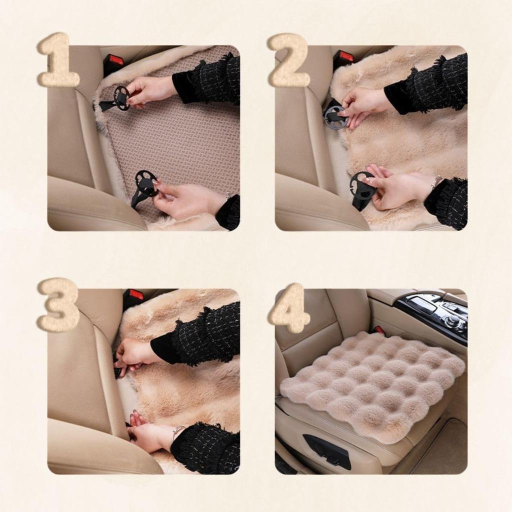 Car Seat Cushion Fur Cushion for and Rear Front and Rear 3-Piece Set, Driver, Passenger, Seats, Universal, (White) [Used]