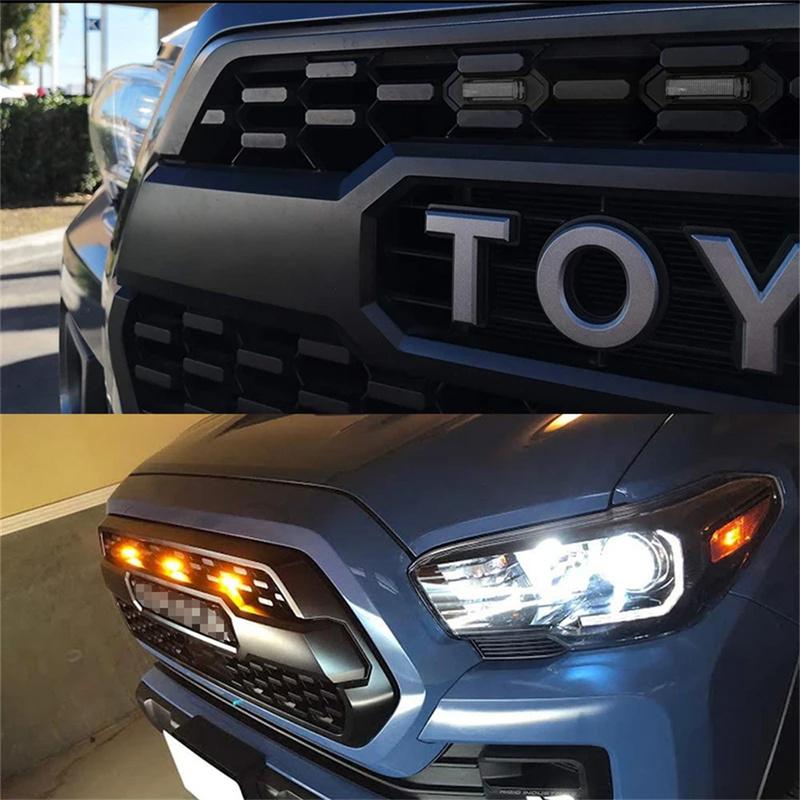 Amber / White / Red LED Raptor Style Front Grille Light w/ Wiring Harness Assemblies For Toyota Tacoma w/TRD Pro Grill 2016-up