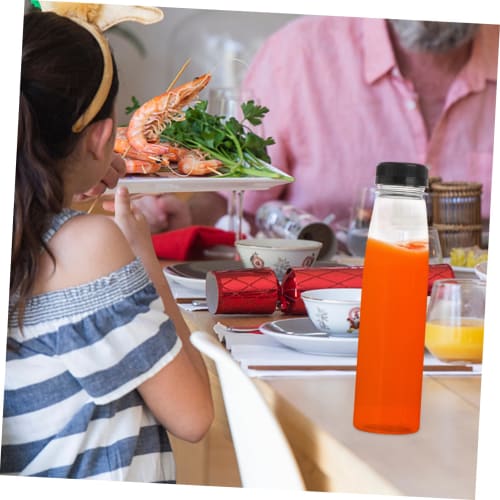 JECOMPRIS 10-Piece Empty Clear Food-Grade Plastic Bottles with Lids for Juice, Water, and Beverages, with Sealed Screw Caps
