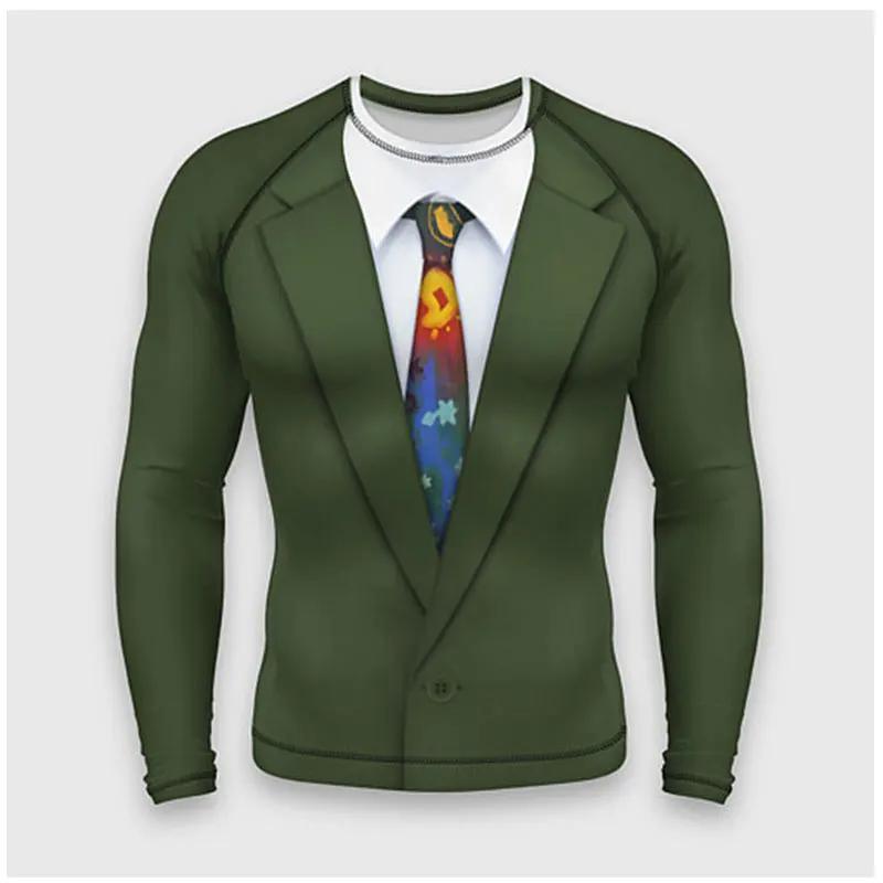 Suit Imitation 3D T-shirt For Men's Street Hip-hop Cosplay Funny And Personalized Round Neck Long Sleeved Fashion Casual New Top