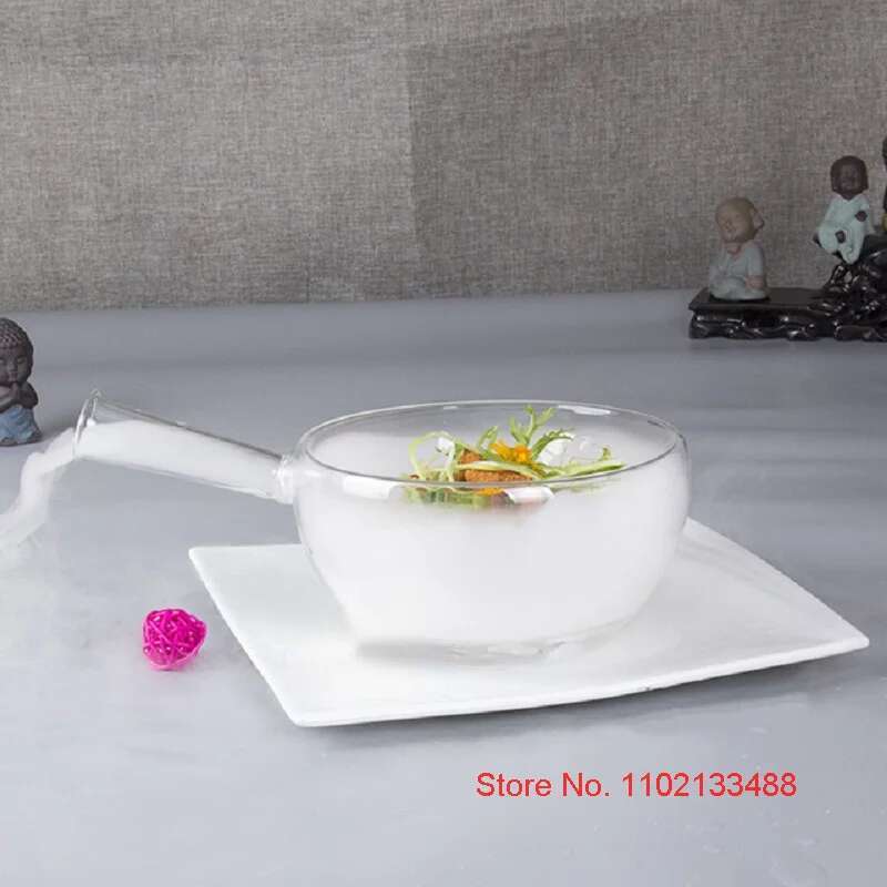 Handmade Glass Salad Bowls Creative Tableware Cooking Hollowware Specials Dry Ice Artistic Conception Molecular Delicacies Plate