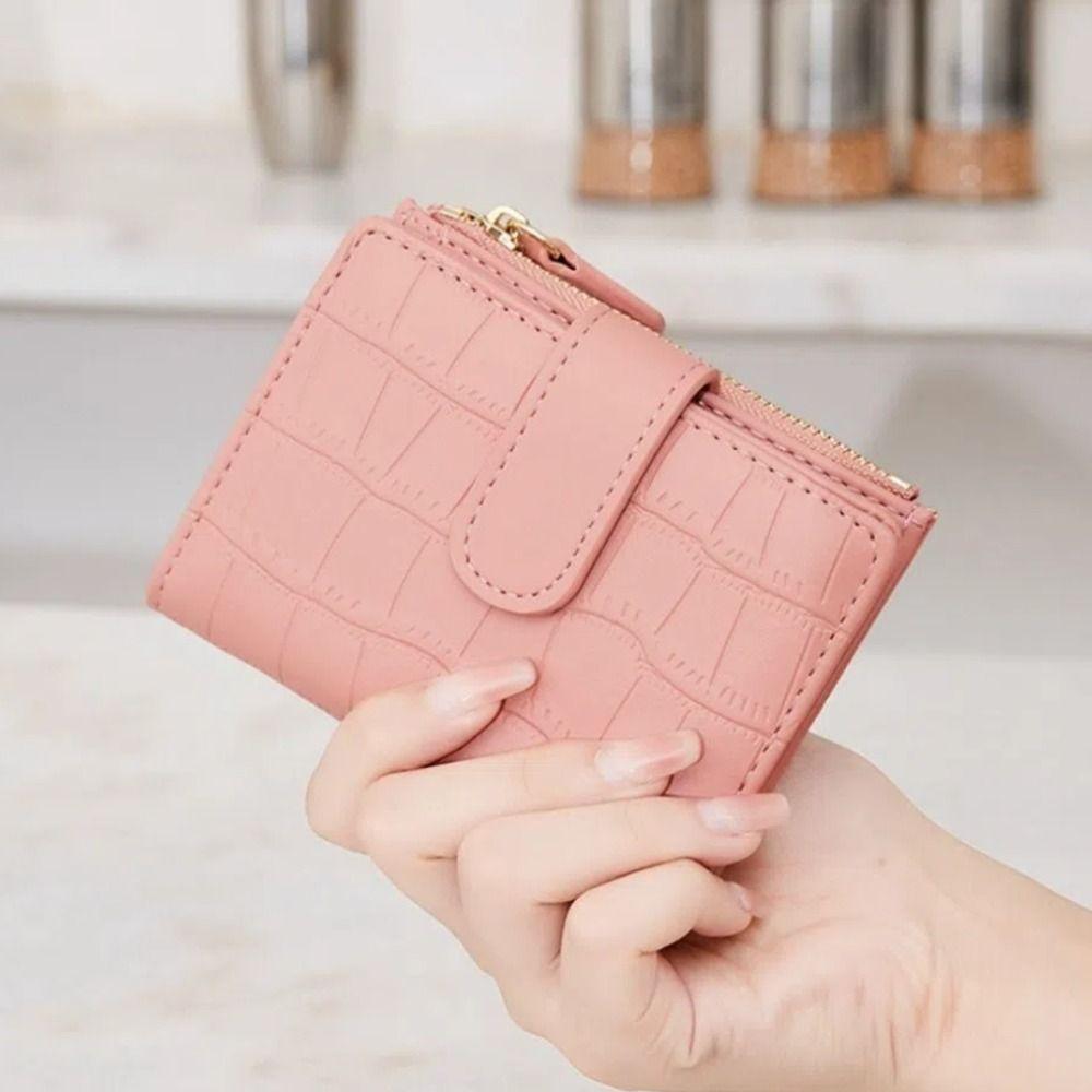 Korean Style Short Wallet Alligator Pattern Women's Wallet Ins Double Fold Wallet  Girl