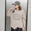 DIMANAF 2024 Pullover Autumn Buttons T-shirt Women Printing Solid Asymmetrical Full Sleeve Loose White Black
