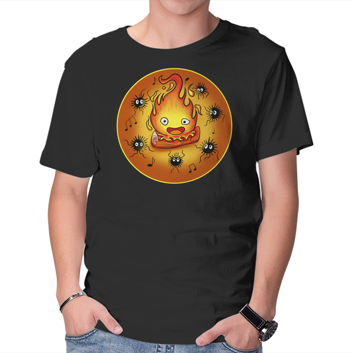 Unisex Crew Neck T-Shirt Dance Of Fire Graphic Short Sleeve Casual Tee S