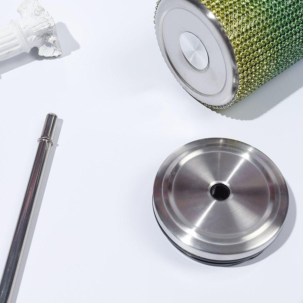 Stick-on Crystals Thermal Bottle with Straw Coffee Cup Durable Vacuum Cup  Winter