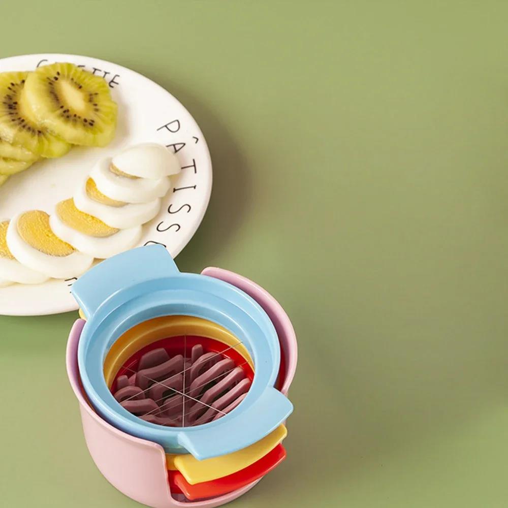 Egg Cutter 304 Kitchen 3-In-1 Preserved Egg Artifact Slicing Fancy Slicer Hard Boiled Eggs Stainless Steel Multifunctional 2