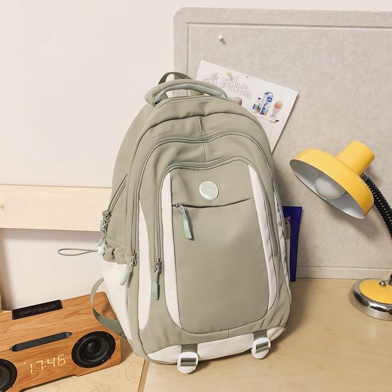 

Цветной контрастный школьный рюкзак для старшеклассников, рюкзак большой емкости, водонепроницаемый дорожный рюкзак зелёный