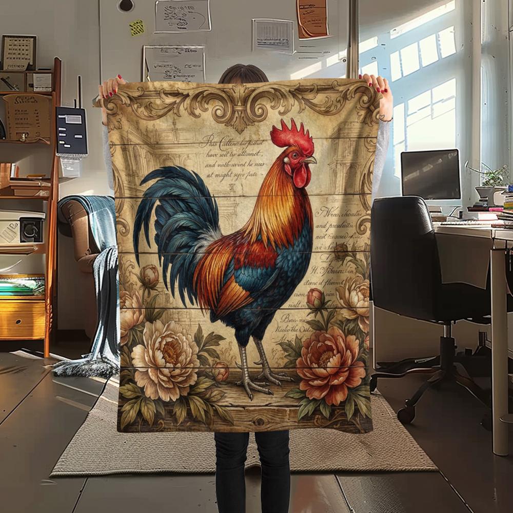 1PC Retro Floral Animal Print Flannel Blanket, High Quality All Seasons, Home Decor, Warmth and Comfort, Perfect for Christmas Gifts