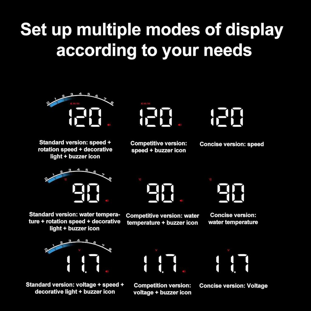 Head Up Display for Car, 3.5 Inches HUD OBD2 Head-Up Display, Digital Speedometer for Car Hud Display Windshield Used for Overspeed Warning, Battery