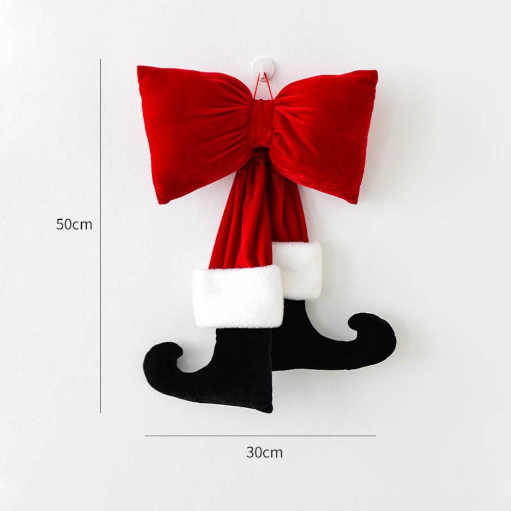 New Wine Red Wine Red Bowknot Velvet 3D Xmas Tree Ornament With Feet Hanging Christmas Supplies Merry Christmas