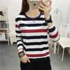 Women's Plus Size Striped Long Sleeve Cotton T-Shirt - Autumn Collection for Middle-Aged Moms