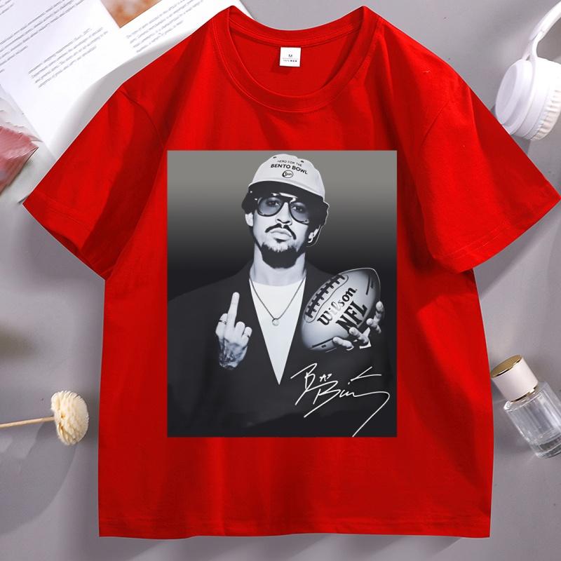 Bad Bunny Football TShirt Benito Bowl 2026 Halftime Show T Shirt Casual Round Neck Loose Tshirt Streetwear Unisex Clothes S