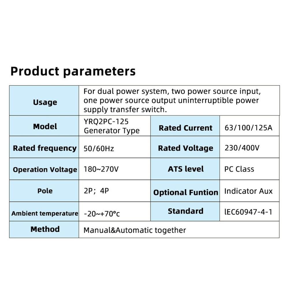 Minimal Disruption Power Switch Automatic Transfer Switch 2P Transfer Switch Automatic Transfer Switch 30ms Fast Switching