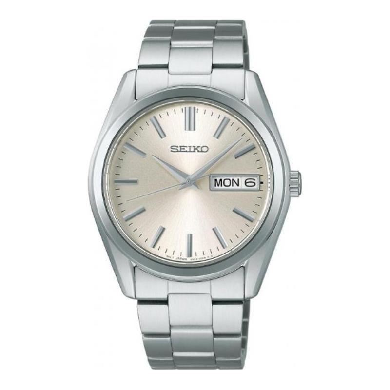 

SEIKO s series 100 meters waterproof Quartz Steel Strap 42.9mm men s watch silver dial SBTH007