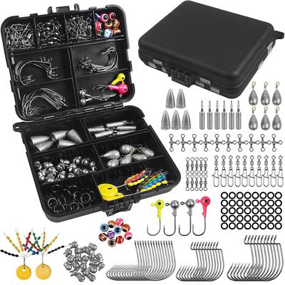 160 Pezzi Accessori da Pesca Kit Attrezzatura Inclusi Amo da Pesca Galleggianti Girelle Piombo Peso Attrezzatura da Pesca per Persico Trota