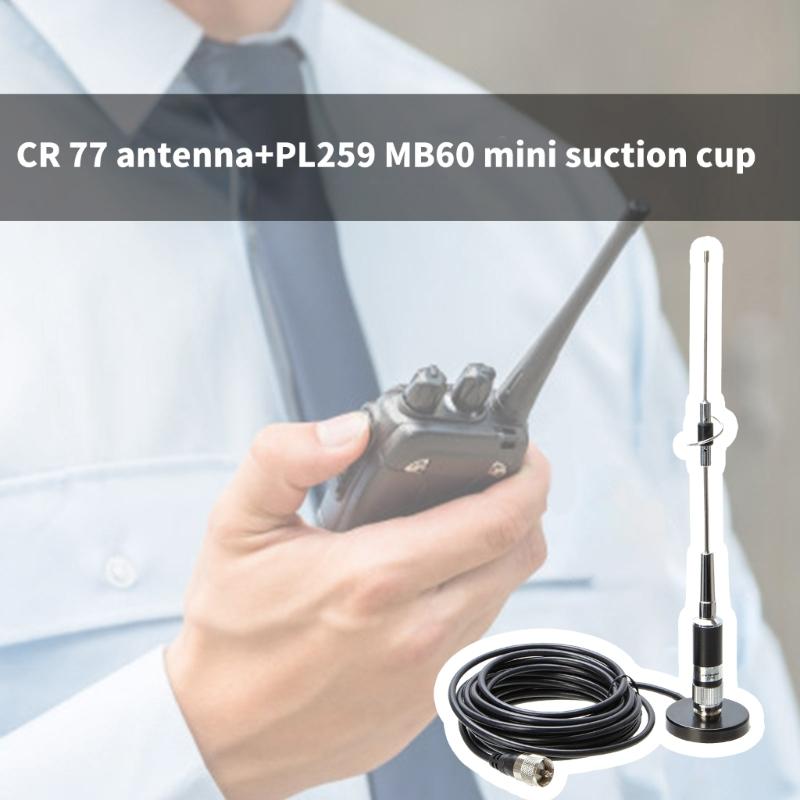 Double Band CR-77 Antennas with PL259 Connector & Small Magnetic Base Mini Magnetic Mount for Professional Communication