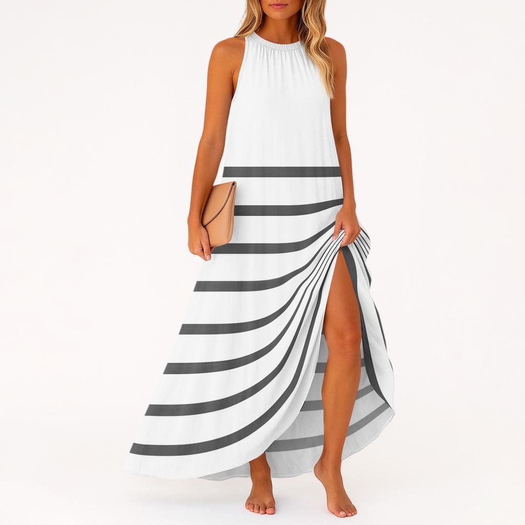 Women's Casual And Fashionable Round-neck  Sleeveless  Mid Length Dress