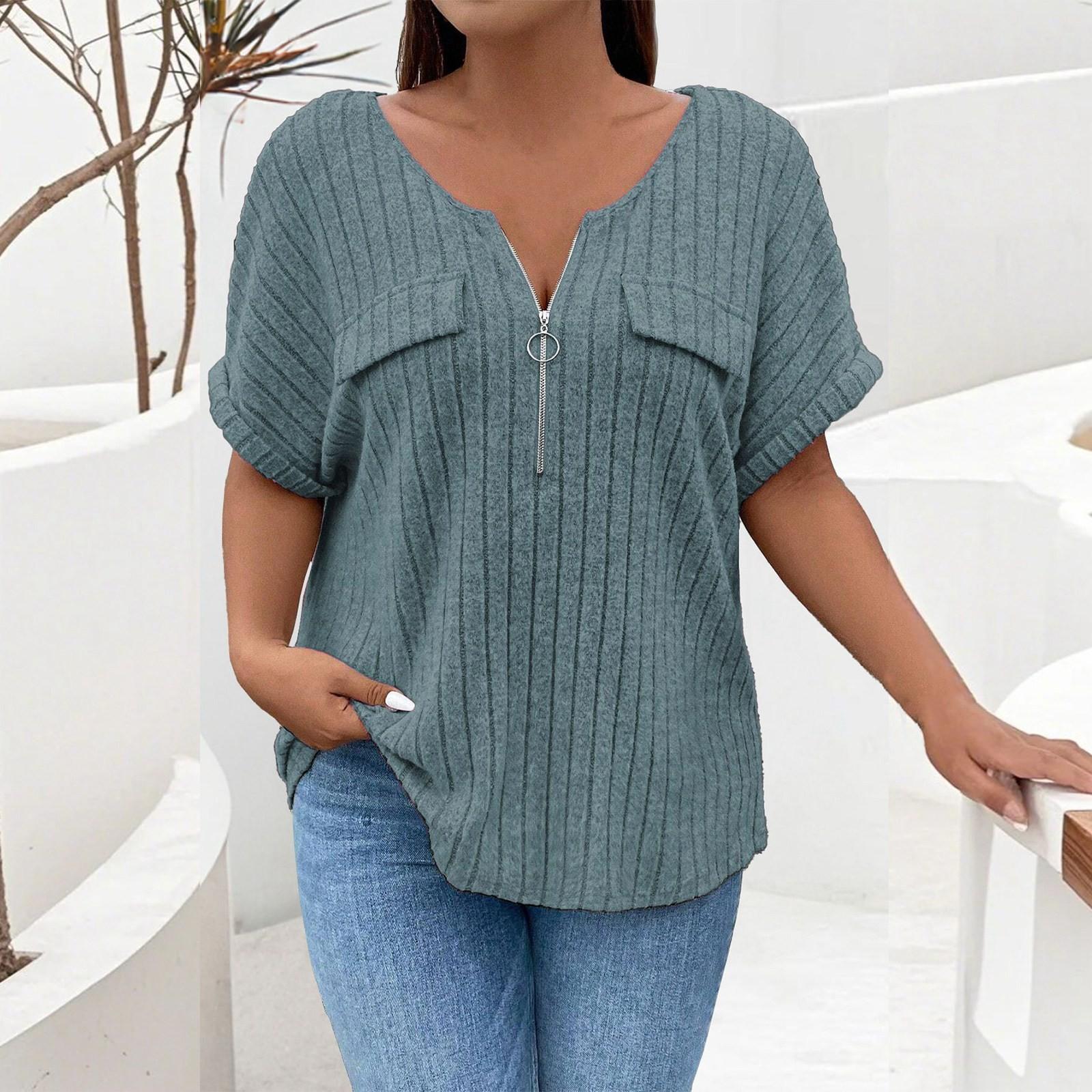 

Женская свободная однотонная футболка большого размера с коротким рукавом и ложным карманом XXXXXL