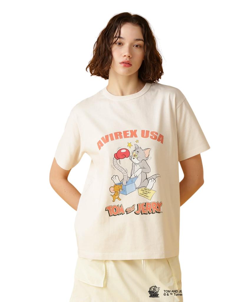 Avirex Tom and Jerry S S T-Shirt, Women's, F 033, Off-White, 783-5135619