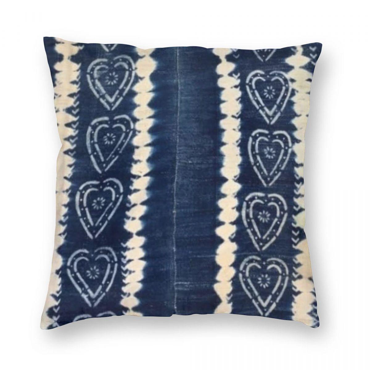 African Tribal Indigo Mudcloth Square Pillowcase Polyester Linen Velvet Pattern Zip Decor Pillow Case Sofa Cushion Cover 30x30cm