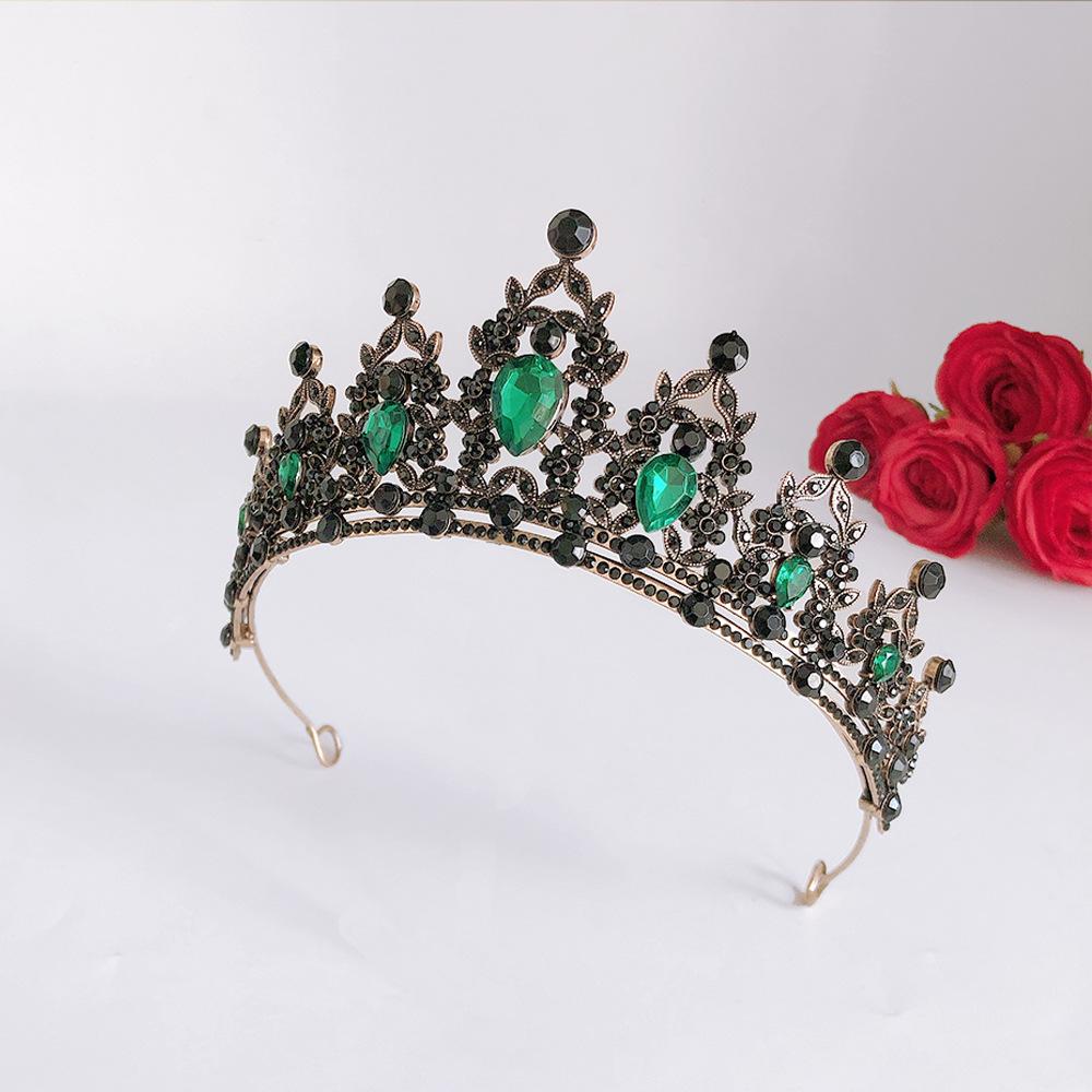 Halloweenowy Barokowy Retro Czarny Luksusowa Korona Tiara Ślubna Suknia Ślubna Urodzinowa Korona Królowej