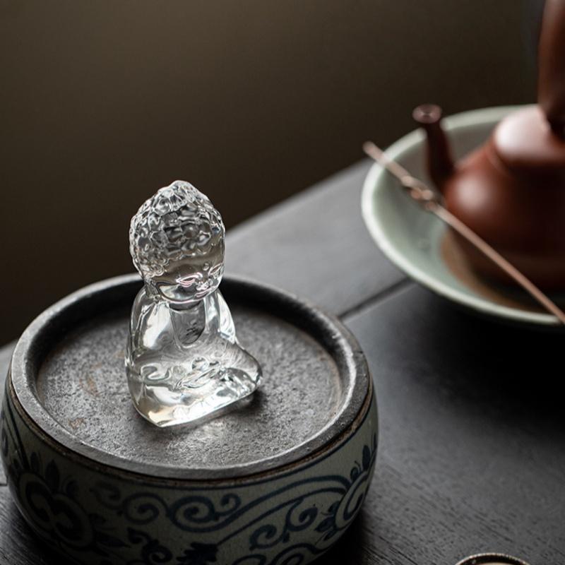 Ch'An Buddha Glass Ornaments Tea Table Decorations Tea Ceremony Accessories Small Buddha Statue Tranquil Spirit Tea Pets
