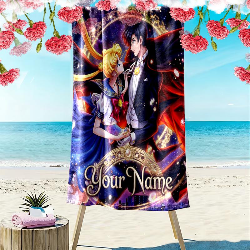 Custom NameFantasy Romance Beach Towel Soft Microfiber Summer Towel Quick Dry Absorbent Towel for Beach Swimming Pool Travel