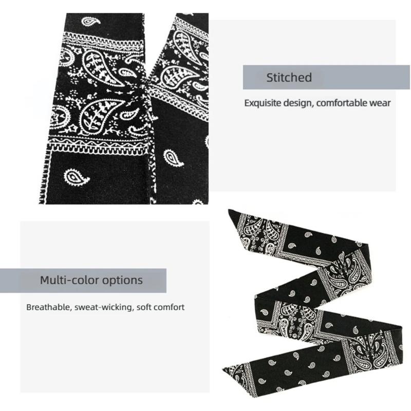 Printed Workout Headband Elastic Tie Wrap Women Men Running Cycling Hair Control with Soft Fabric Wear