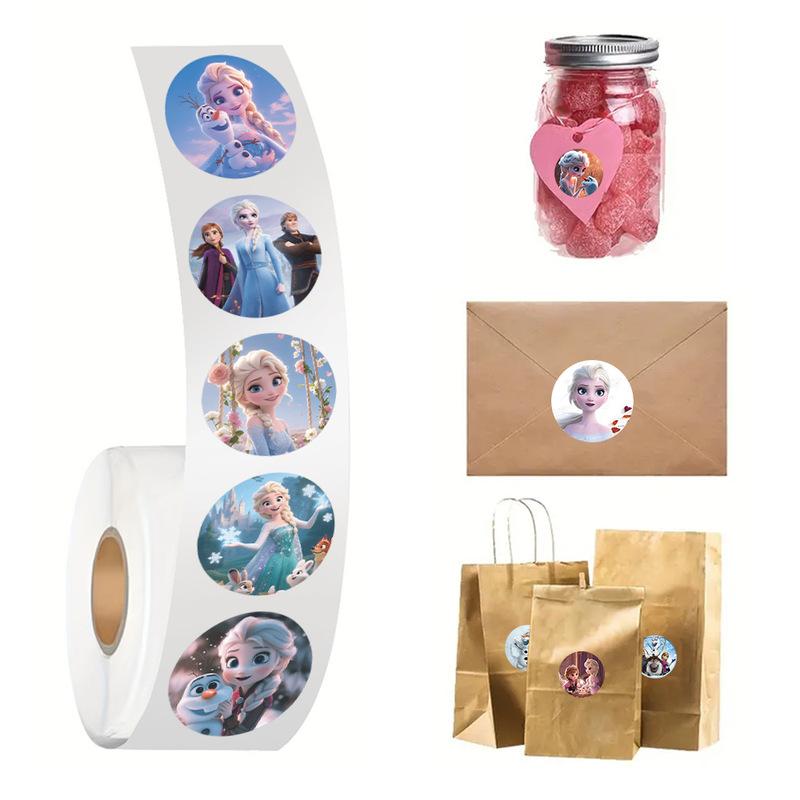 500pcs/Roll Frozen Princess Elsa Cartoon Sealing Sticker DIY PVC Laptop Decals Decoration Stiker Reward Gift Toys