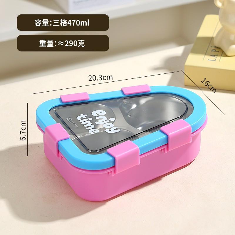 Stainless Steel Lunch Box Students Office Workers - 3-Compartment Bento Container With Lid Utensils Triangular Shape