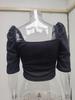 Women's Spring New Women's Simple Square Neck Puff Sleeve Top Women's Short Sleeve