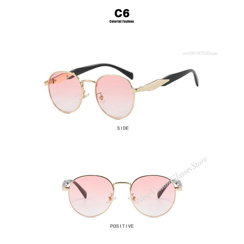 Vintage Round Metal Sunglasses Women New Fashion Retro Sun Glasses Female Brand Designer Ins Trendy Eyewear Male Uv400