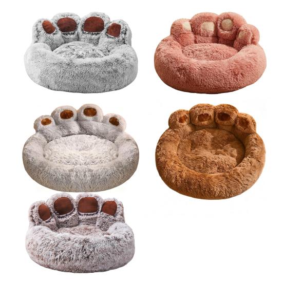Dogs Fuzzy Nest Bed Cute Bear Paw Design Cat Sofa Bed Soft Fluffy Cushion Plush Cozy Pet Sleeping Bed for Small Medium Large Dogs And Cats