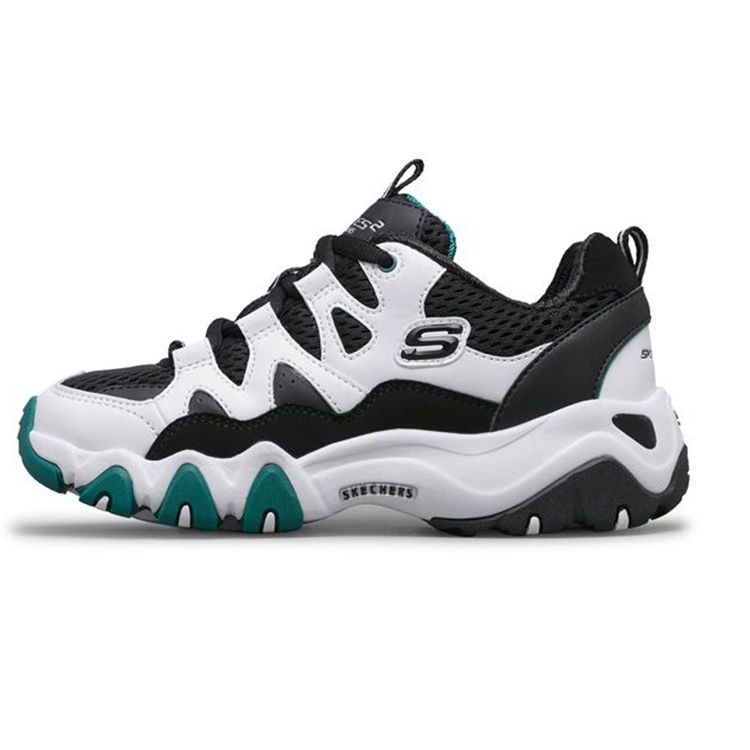 Skechers DLites 2.0 Low Top Sports Casual Shoes Kids sneaker White Green 98882L-WGRN 36