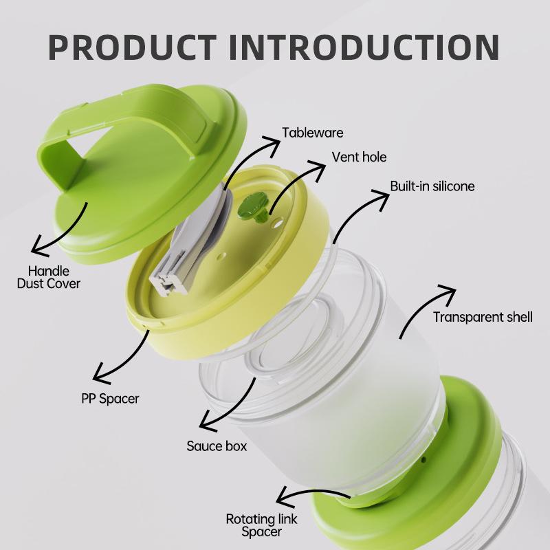 Double Layer Leak Salad Cup Oatmeal Container With Spoon & Sauce Box Portable Overnight Oats Jar