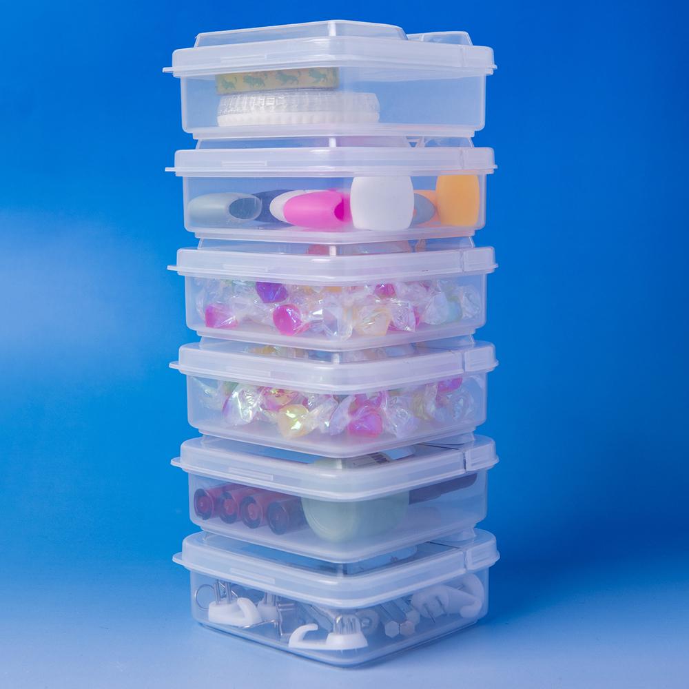 1/2/3 STuks Transparante plastic klap opbergdoos, vierkante PP doos, kleine spullen, sieraden, snoepverpakking, geurparel opbergdoos