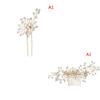 Women Gold  Pearl Hair Comb Hair Clip Bridal Wedding Hair Accessories