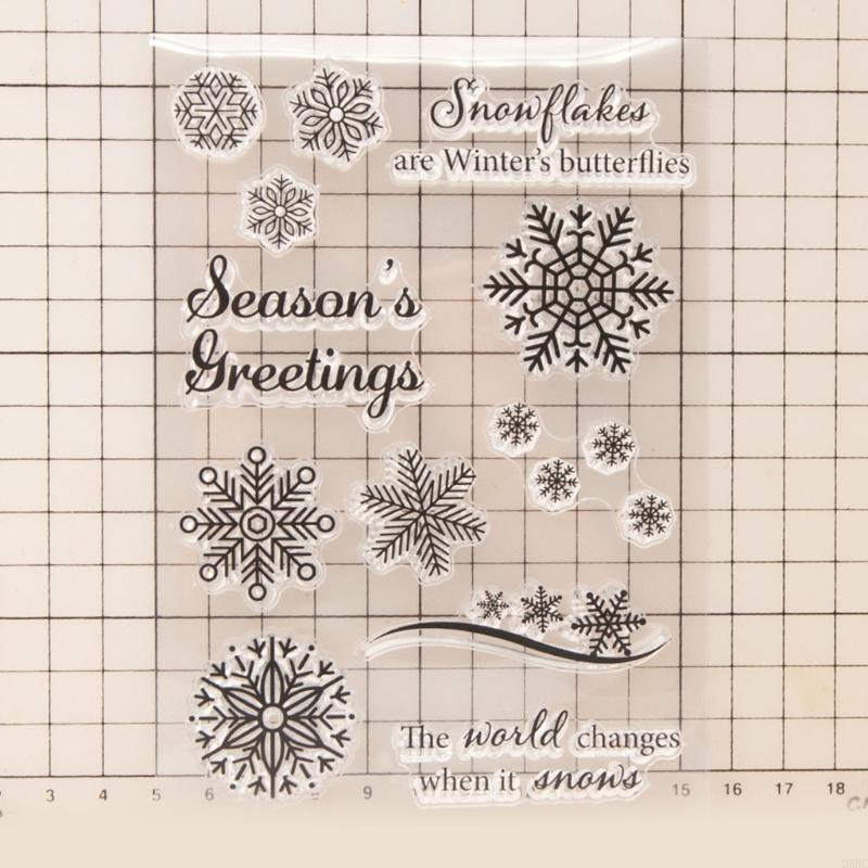7Pcs Christmas Snowflakes Stamper Clear Silicone Stamper for Holiday Card Making